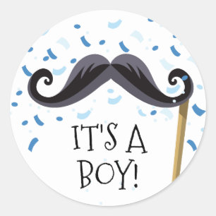 Moustache It' a Boy Favour Sticker