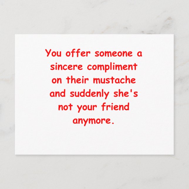 moustache joke postcard (Front)