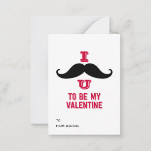 Moustache Kids Classroom Valentine Cards. 100pk Note Card
