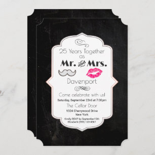 Moustache & Lips Mr. & Mrs. - Anniversary Invitation