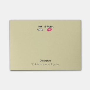 Moustache & Lips Mr. & Mrs. - Anniversary Post-it Notes