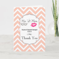 Moustache & Lips Mr. & Mrs. Wedding Thank You