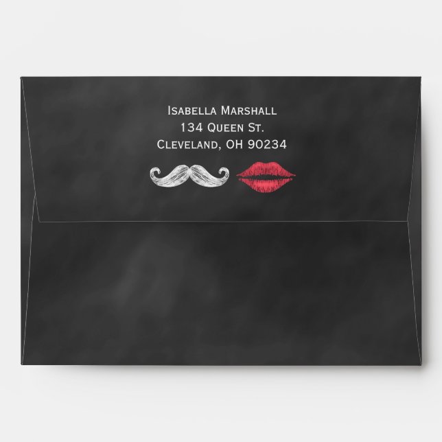Moustache & Lips Solid Chalkboard Envelope (Back (Top Flap))