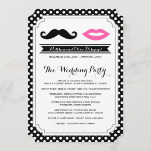 Moustache & Lips Wedding Programs Programme
