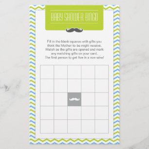 Moustache / Little Man Baby Shower Bingo Game Card