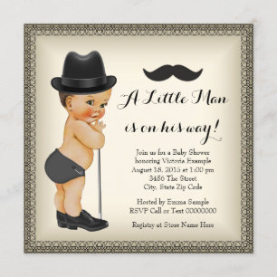 Moustache Little Man Baby Shower Invitation