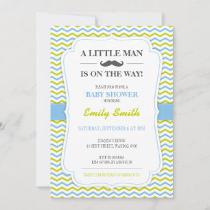 Moustache Little Man Baby Shower Invitation