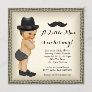 Moustache Little Man Baby Shower Invitation