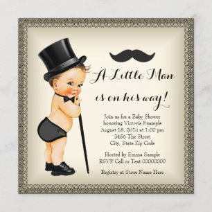 Moustache Little Man Baby Shower Invitation