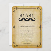 Moustache Love Mr. & Mr. Vintage Paper Gay Wedding