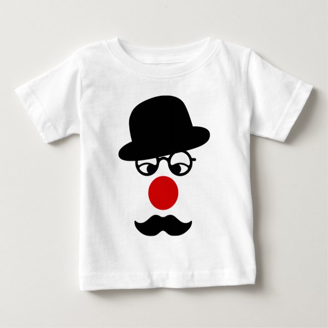 Moustache Man with Hat and Clown Nose Baby T-Shirt (Front)