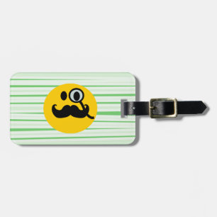 Moustache monocle luggage tag