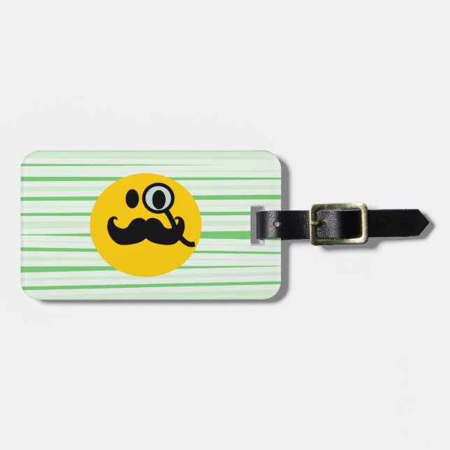 Moustache monocle luggage tag (Front Horizontal)