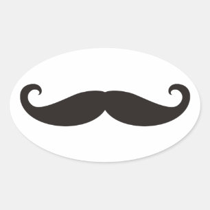 Moustache / Moustache / Schnurrbart Oval Sticker