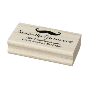 Moustache / Moustache / Schnurrbart + your Name Rubber Stamp