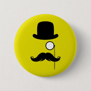 Moustache Moustache Stache Man with Glasses 6 Cm Round Badge