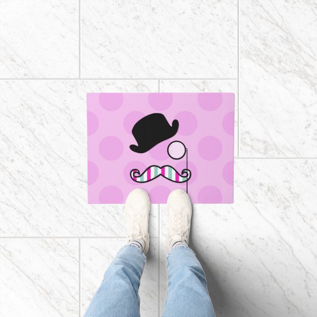 Moustache, Moustache, Stache, Monocle, Bowler Hat Doormat (Indoor)