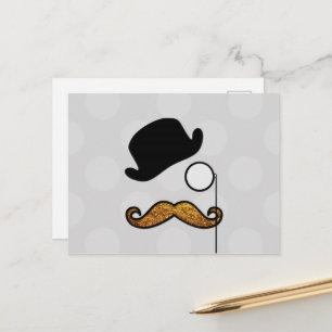Moustache, Moustache, Stache, Monocle, Bowler Hat Postcard