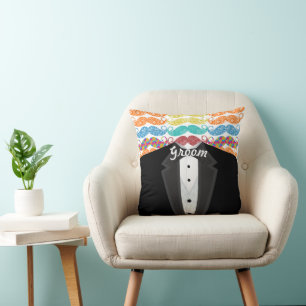 Moustache Mr. Hipster Vintage Retro Groom Cushion