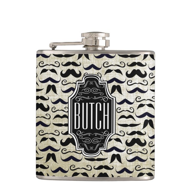 Moustache  Mr. Hipster Vintage Retro Hip Flask (Front)
