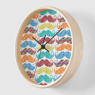 Moustache  Mr. Hipster Vintage Retro Wall Clock