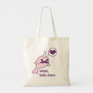 Moustache Narwhal Tote Bag