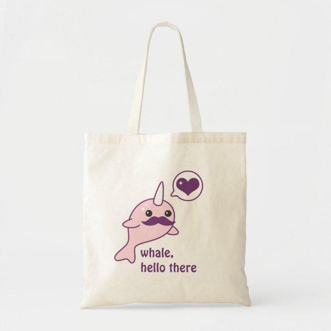 Moustache Narwhal Tote Bag (Front)
