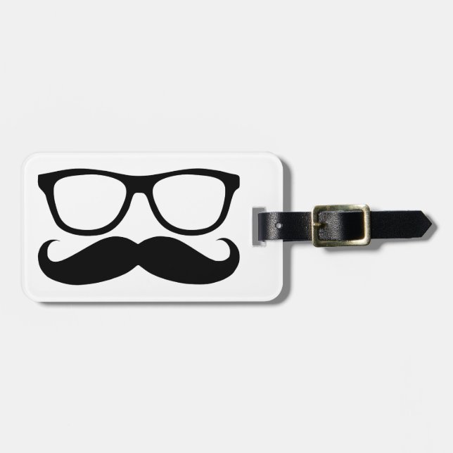 Moustache Nerd Luggage Tag (Front Horizontal)