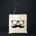 Moustache Nerd Tote Bag<br><div class="desc">The trendy moustache with thick black glasses.</div>