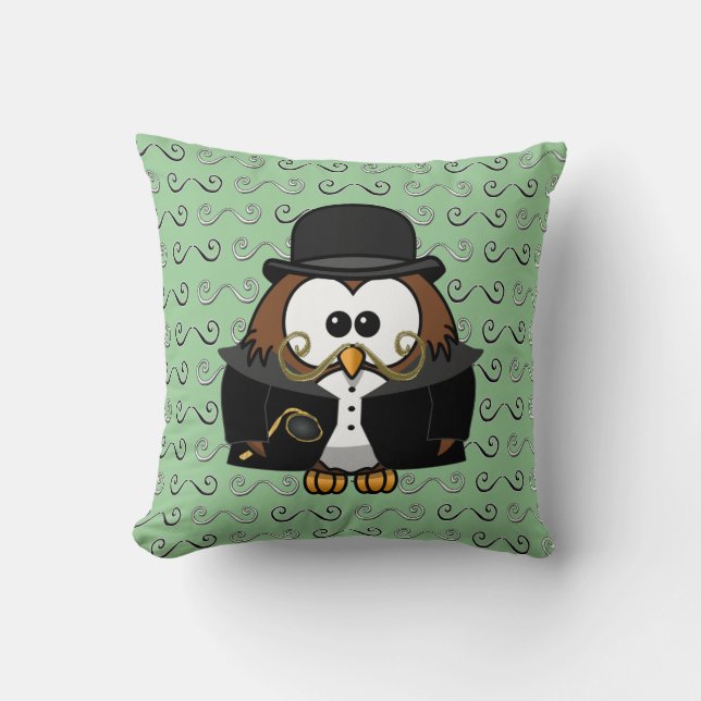 moustache owl cushion (Front)