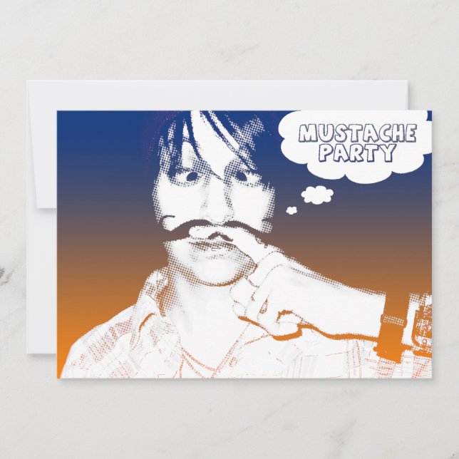moustache party : comic staches invitation (Front)