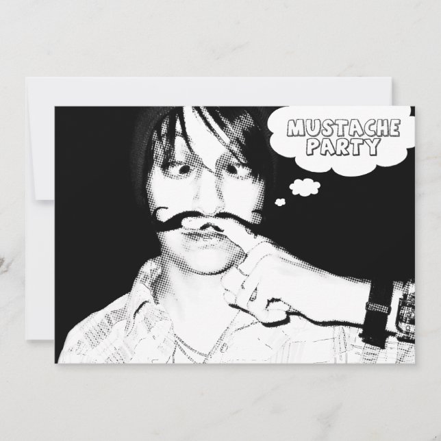 moustache party : comic staches invitation (Front)