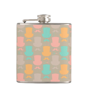 Moustache pattern 2 hip flask