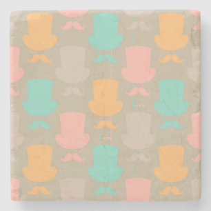 Moustache pattern 2 stone coaster
