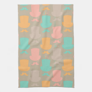Moustache pattern 2 tea towel