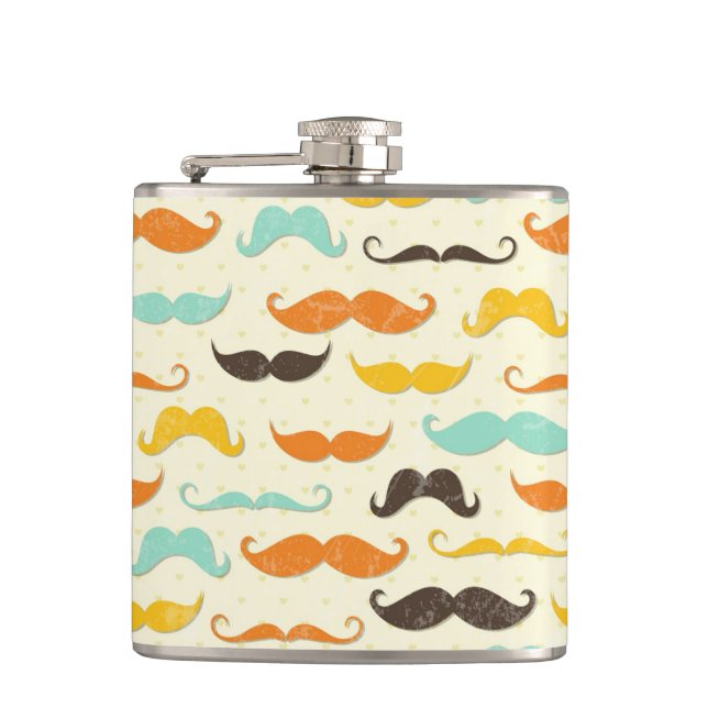 Moustache pattern 3 hip flask (Front)