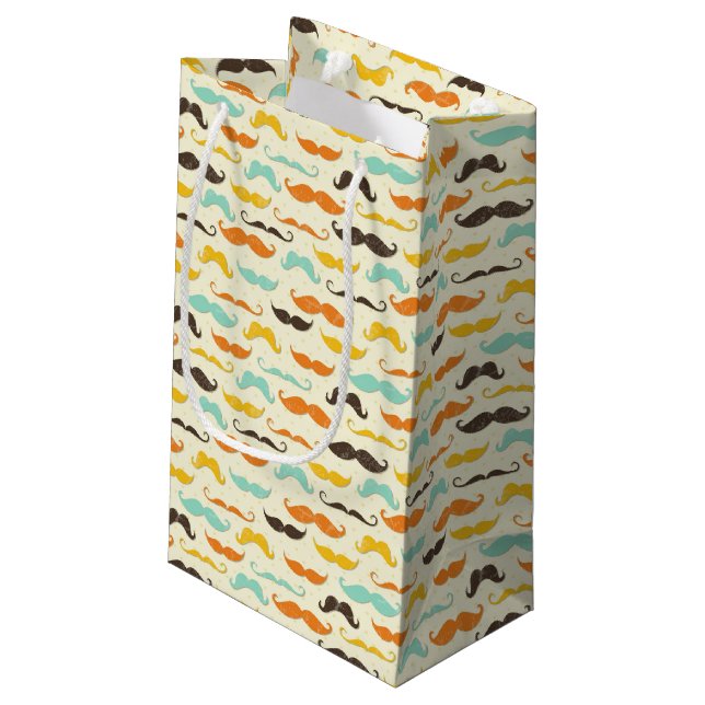 Moustache pattern 3 small gift bag (Back Angled)