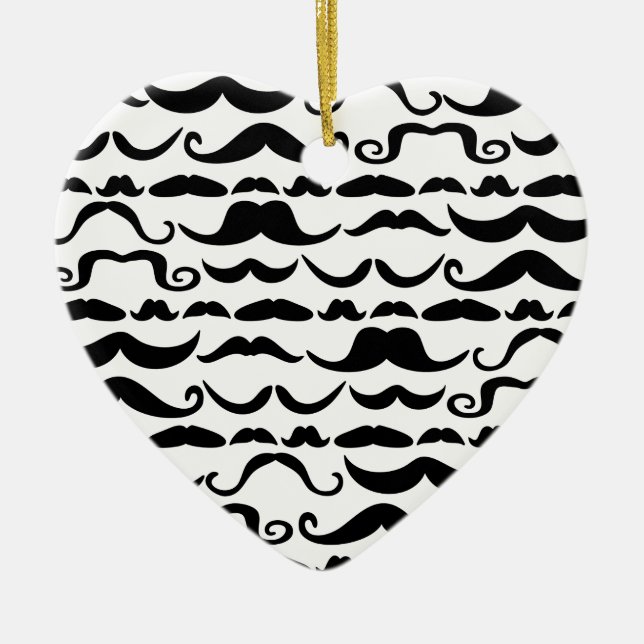 Moustache Pattern Ceramic Tree Decoration (Front)