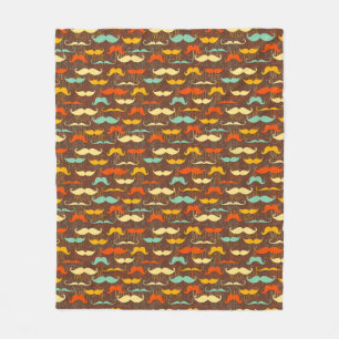 Moustache pattern fleece blanket