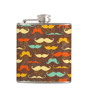 Moustache pattern hip flask