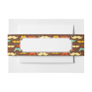 Moustache pattern invitation belly band