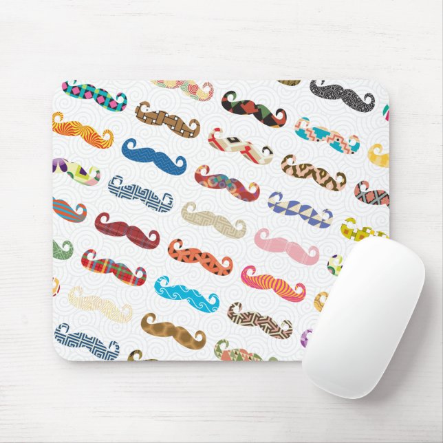 Moustache Pattern Mouse Pad (With Mouse)