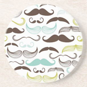 Moustache pattern, retro style 2 coaster