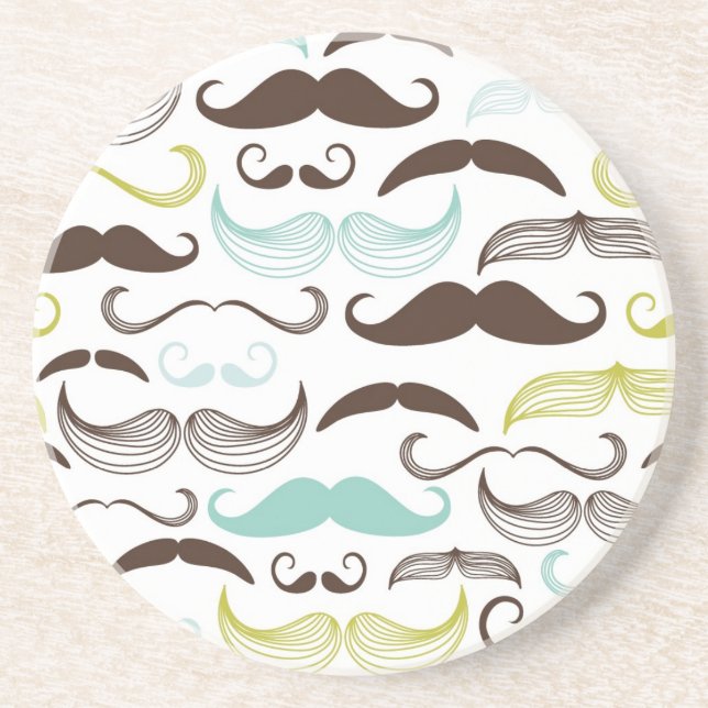 Moustache pattern, retro style 2 coaster (Front)