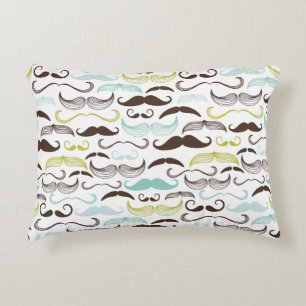 Moustache pattern, retro style 2 decorative cushion