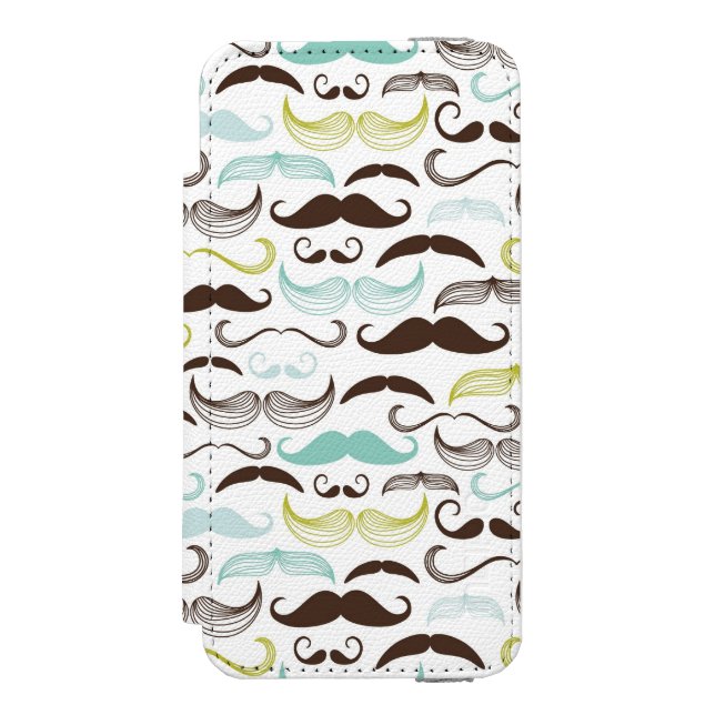 Moustache pattern, retro style 2 incipio iPhone wallet case (Folio Front)