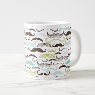 Moustache pattern, retro style 2 large coffee mug