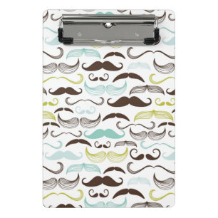 Moustache pattern, retro style 2 mini clipboard