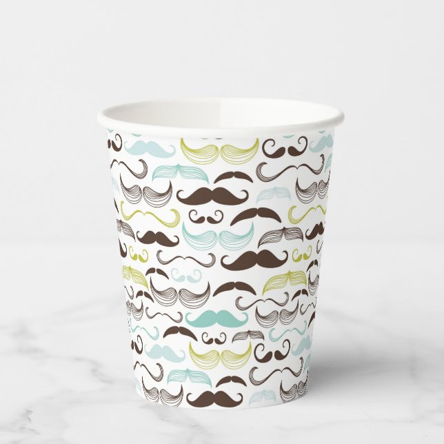 Moustache pattern, retro style 2 paper cups (Left)