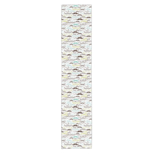 Moustache pattern, retro style 2 short table runner